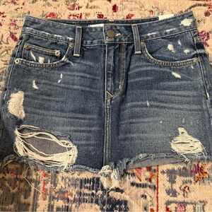 Lovers + Friends Denim Skirt in Light and Dark Blue Wash